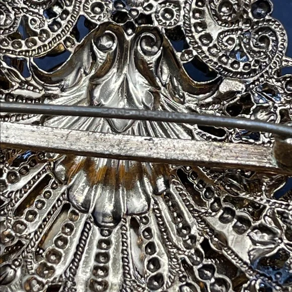 Germany filigree glass cameo brooch vintage - Picture 7 of 8